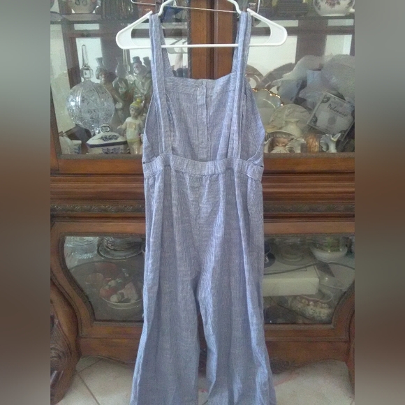 BNWOT PIN STRIPED OVERALLS BY JAPNA SZ.L COTTON BUTTONS FRONT - Picture 2 of 9